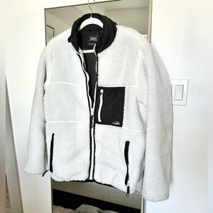 ZARA Men’s White Sherpa Fleece Jacket